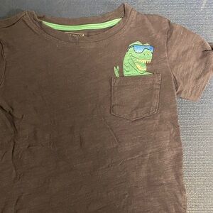 Andy & Evan Brown Tee with Dinosaur Pocket
